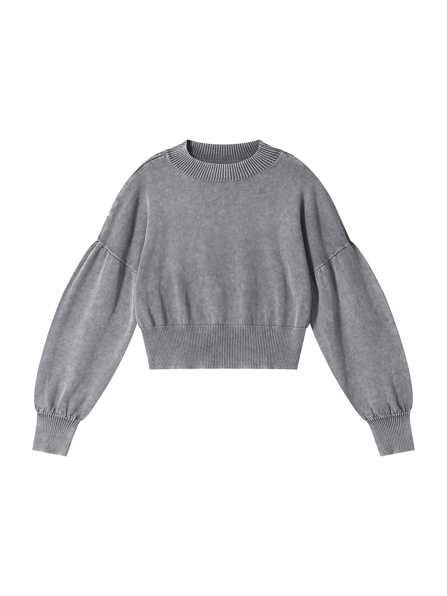 Quiet Riot™ Mineral Wash Cropped Balloon Sleeve Sweater – Women’s